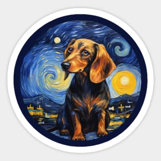 Dachshund, van gogh style, starry night, Post-impressionism Sticker